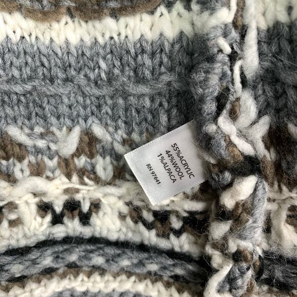 J. Jill Cardigan Sweater Wool Blend Fair Isle Nordic Striped Open Size Small - Picture 9 of 11